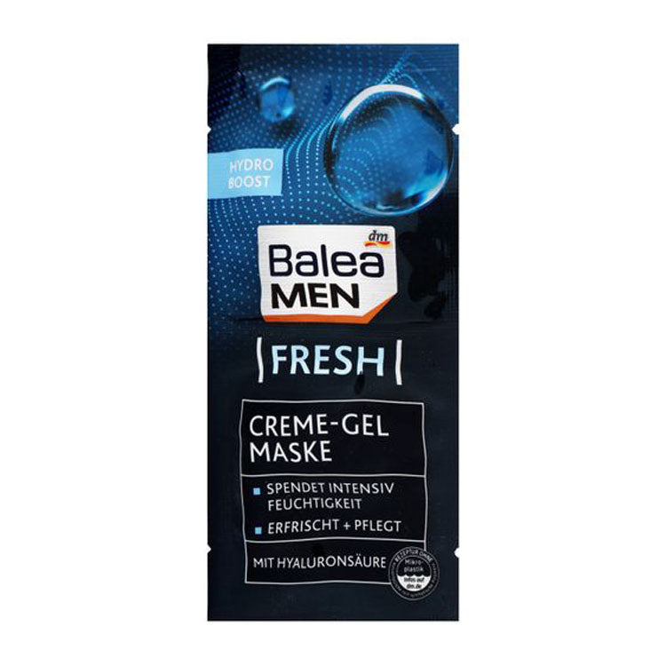 Balea Men Hydro Boost Fresh Moisturizing, Refreshing & Nourishing Cream Gel Facial Mask - vegan, microplastic free, synthetic polymers free 2 x 8 ml