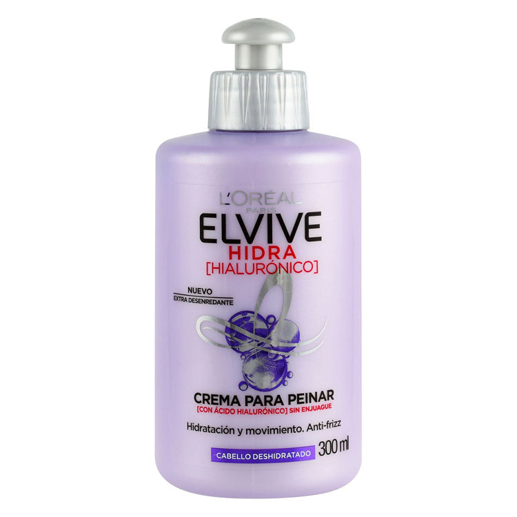 L'Oreal Elvive Hydra Hyaluronic Anti-Frizz & Hydrating Styling Cream with Hyaluronic Acid for Dry Hair - salt free, sodium chloride free
