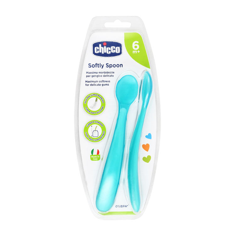 Chicco Blue Soft Silicone Spoon (6+ Months) - BPA free