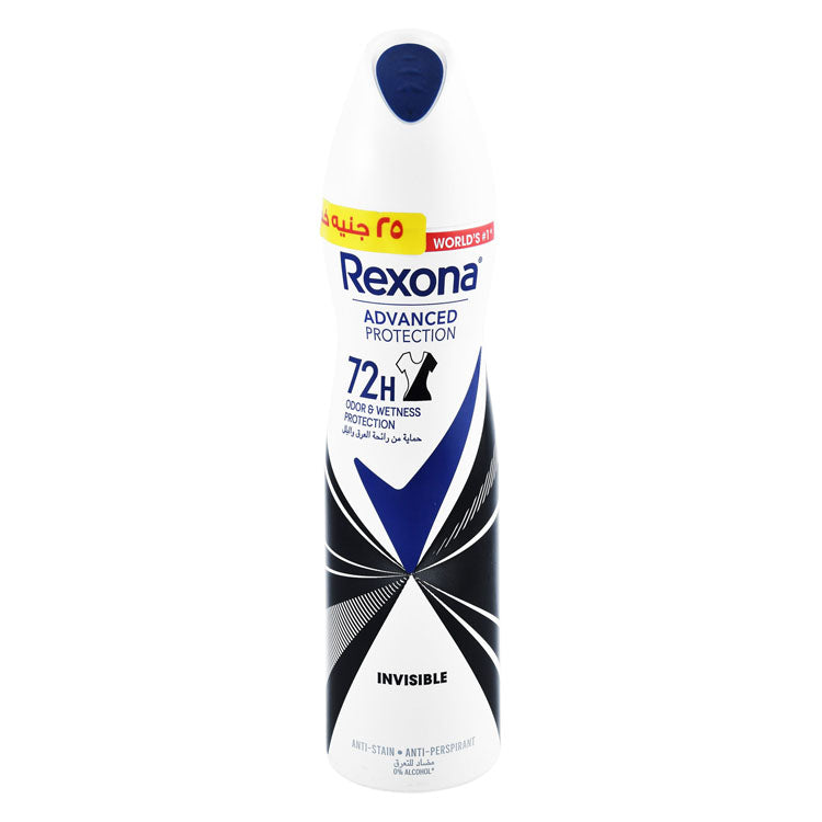 Rexona Advanced Protection Invisible 72H Anti-Stain & Antiperspirant Deodorant Spray for Women (-25 EGP) - alcohol free