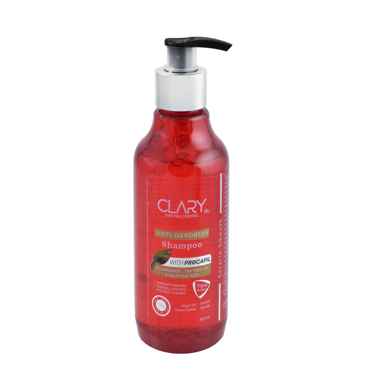 Clary Anti-Dandruff & Anti-Hair Fall Shampoo with Procapil, Sclarence & Tea Tree Oil - parabens free, sulfate free, mineral oils free