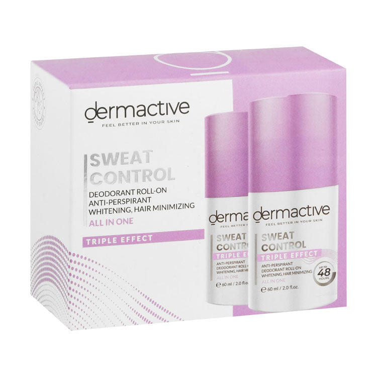 Dermactive Sweat Control Triple Effect Hypoallergenic 48H Whitening, Hair Minimizing & Anti-Perspirant Roll-On Deodorants