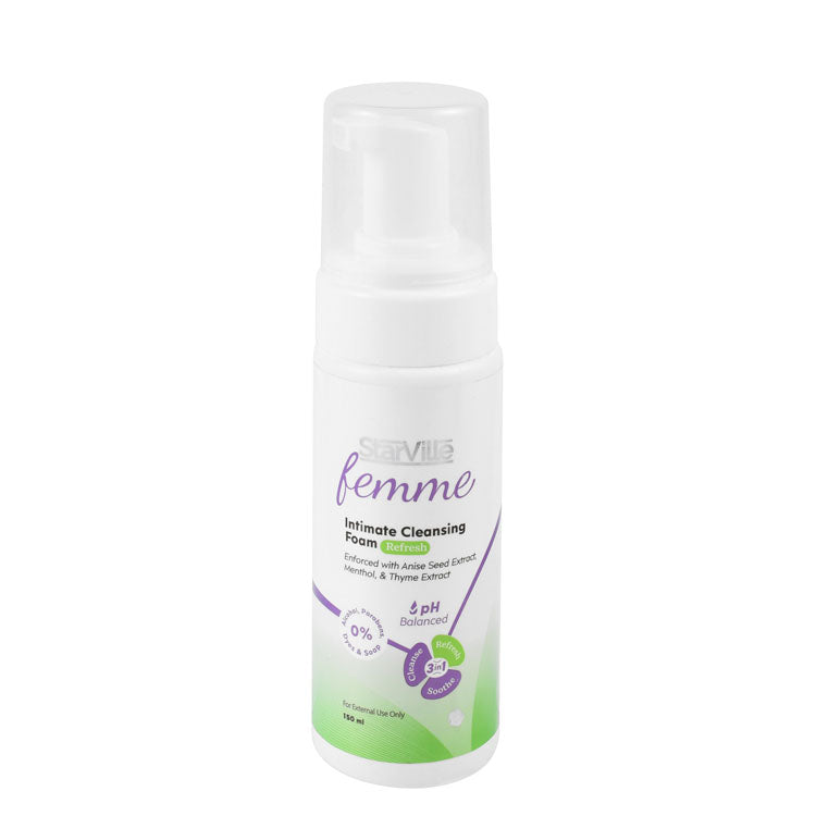 StarVille Femme Refreshing & Soothing Foaming Intimate Cleanser with Menthol, Anise Seed & Thyme Extract - alcohol free, parabens free, dyes free