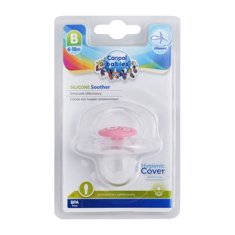 Canpol Babies Pink Silicone Soother with Cover (6-18 Months) - BPA free
