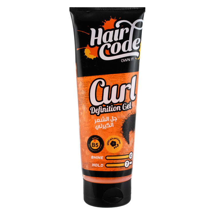 Hair Code Curl Definition Gel with Flaxseed Extract & Vitamin B5 Strong Hold - alcohol free