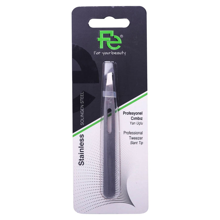 Fe Gray Stainless Steel Slant Tip Tweezers
