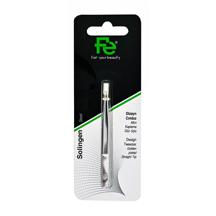 Fe Solingen Steel Gold Plated Straight Tip Tweezers