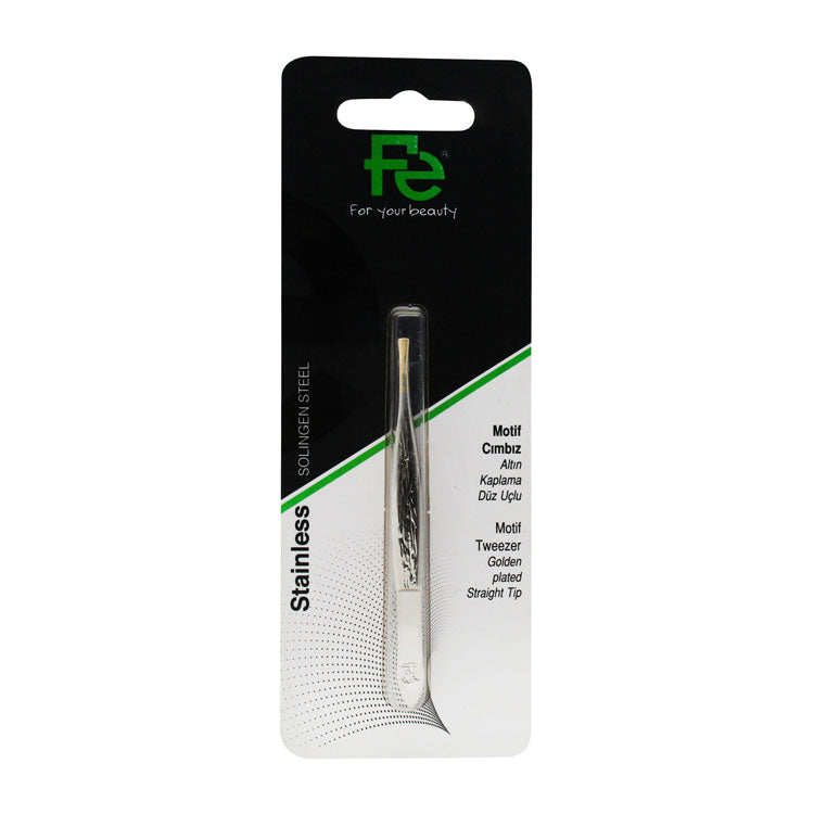 Fe Gold Plated Stainless Steel Straight Tip Tweezers