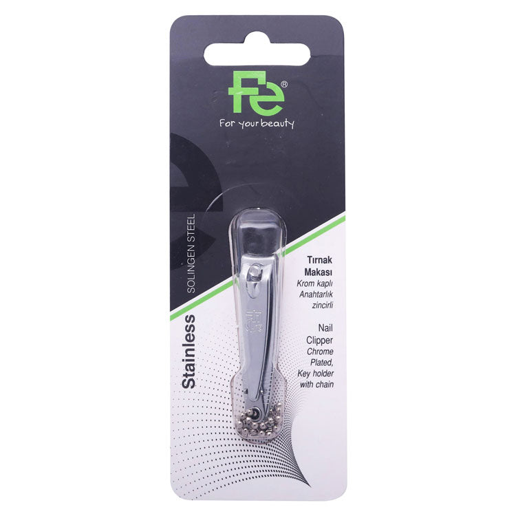 قصافة أظافر من الفولاذ المقاوم للصدأ من Fe مع سلسلة تعليق مفاتيح