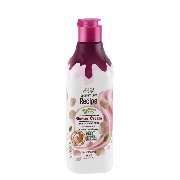 Eva Optimum Care Recipe Glowing Blend Shower Cream Marshmallow Scent for Normal Skin - vegan, parabens free, phthalates free
