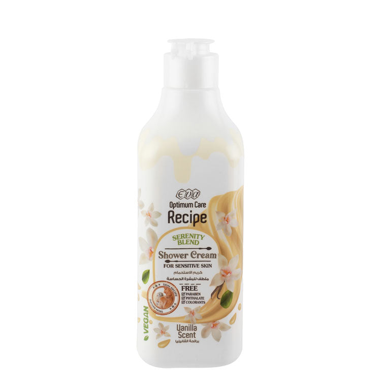 Eva Optimum Care Recipe Serenity Blend Shower Cream Vanilla Scent for Sensitive Skin - vegan, parabens free, phthalates free