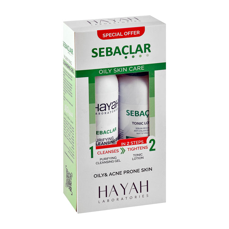 Sebaclar Purifying Facial Cleansing Gel (200ml) & Sebum Control Mattifying Facial Tonic Lotion for Oily & Acne-Prone Skin (200ml) (Special Offer)
