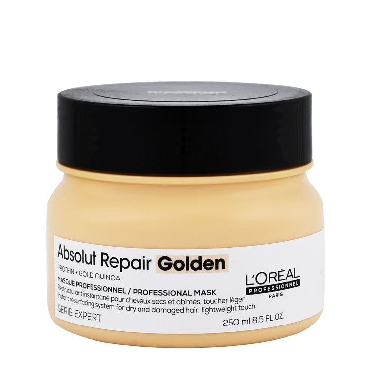 ماسك سيرى إكسبرت أبسولوت ريبير الذهبي من لوريال، ماسك تجديد فوري للشعر بالبروتين والكينوا الذهبية للشعر الجاف والتالف