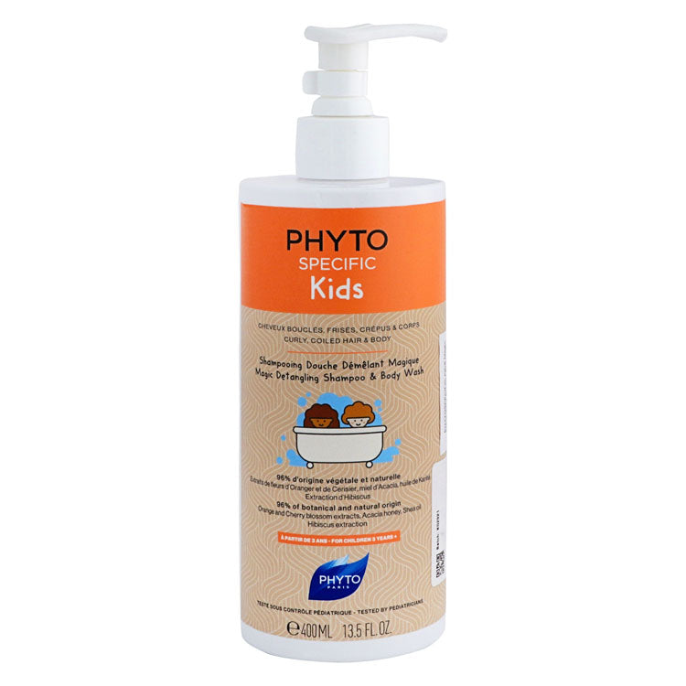 Phyto Paris Specific Kids Magic Detangling Shampoo & Body Wash with Acacia Honey, Orange & Cherry Blossom Extracts for Curly & Coiled Hair (3+ Years)