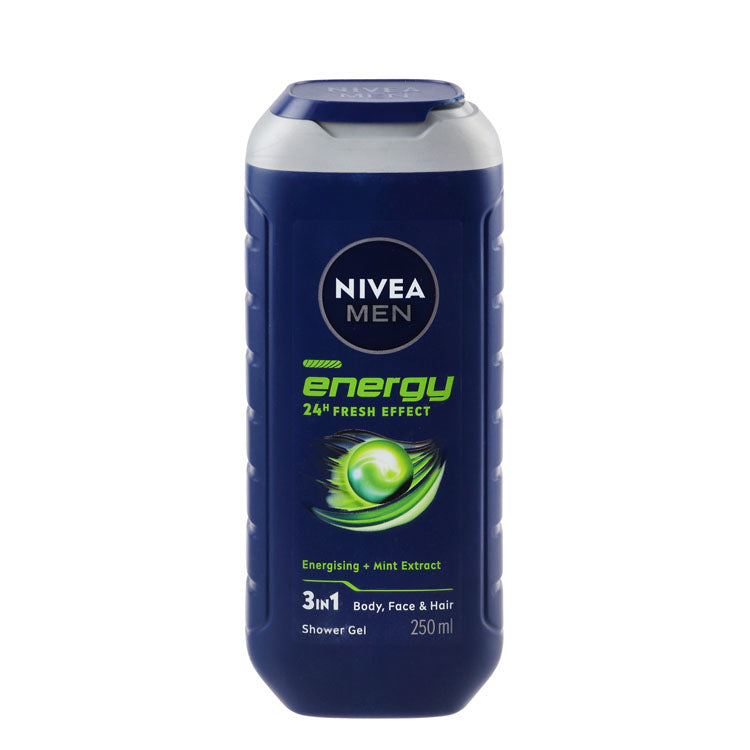 NIVEA Men Energy 3in1 Shower Gel with Mint Extract for Body, Face & Hair