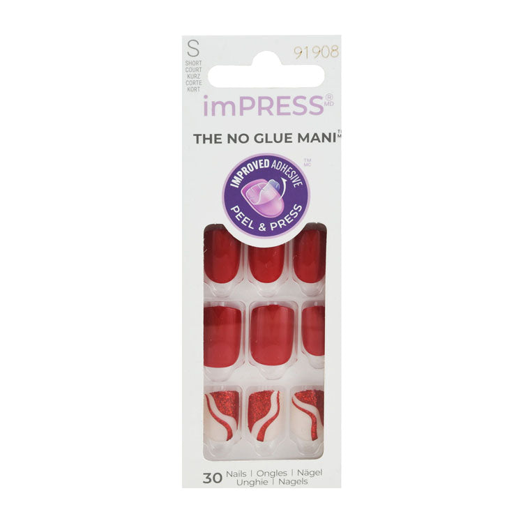 ImPress The No Glue Mani Short Red & Beige Press-On Manicure Nails