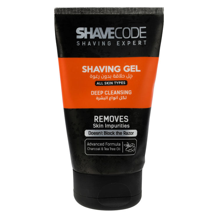 Shave Code Deep Cleansing Shaving Gel with Charcoal & Tea Tree Oil for All Skin Types