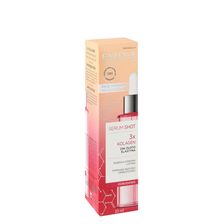 Eveline Cosmetics Face Therapy Professional 3x Collagen Deep Renewal & Lifting Serum Shot with 24K Gold Elastin - cruelty free