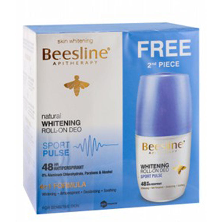 Beesline Apitherapy Sport Pulse 48H Antiperspirant Whitening Roll-On Deodorants for Sensitive Skin (1+1 Free) - alcohol free, parabens free, kojic acid free