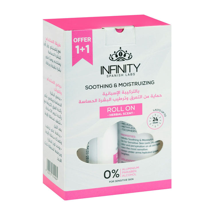 Infinity Soothing & Moisturizing 24H Roll-On Deodorant Herbal Scent for Sensitive Skin (1+1 Free) - aluminum free, parabens free, alcohol free