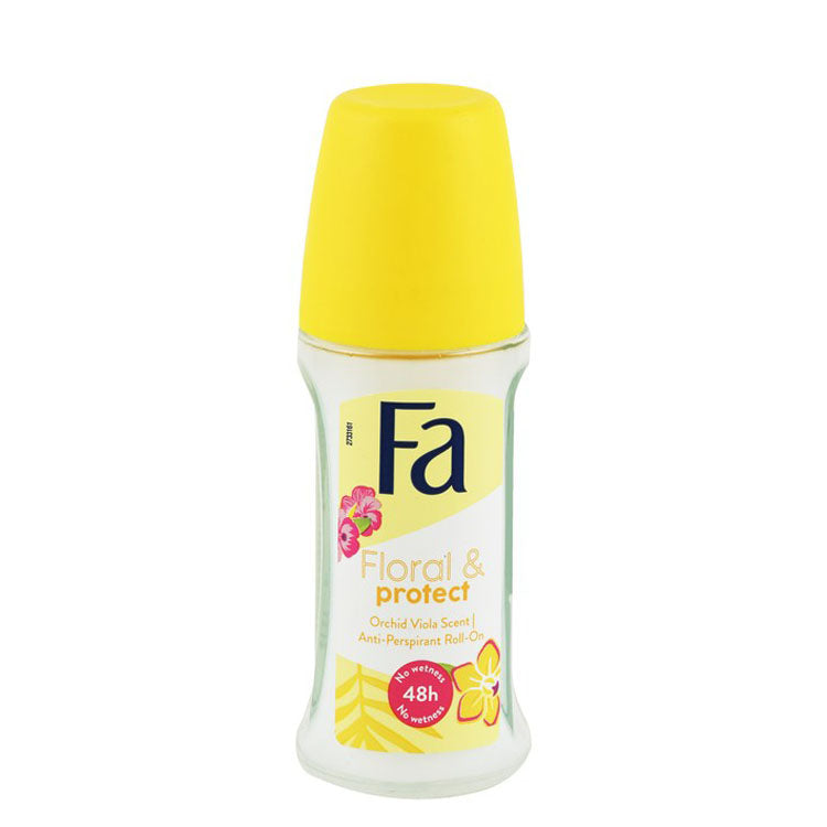 Fa Floral Protect 48H Dry Antiperspirant Roll-On Deodorant Orchid & Viola Scent - alcohol free 50 ml