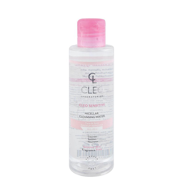Cleo Cleansing, Soothing & Makeup Removing Eyes & Face Micellar Water for Sensitive Skin - fragrance free, parabens free, animal testing free 150 ml
