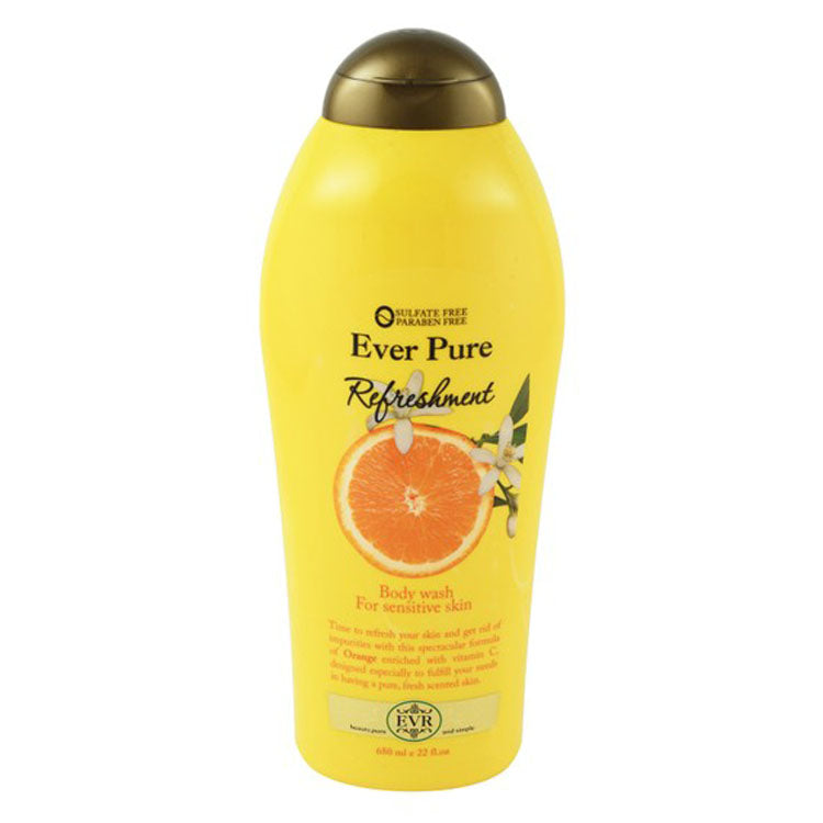 Ever Pure Refreshment Body Wash with Orange & Vitamin C for Sensitive Skin - sulfate free, parabens free, animal testing free 650 ml