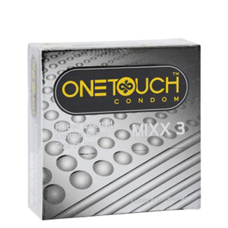 One Touch Mixx 3 Natural Ribbed & Dotted Latex Condoms 3 per pack