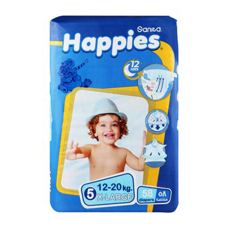 Sanita Happies XL Diapers Size 5 (12-20kg) 58 per pack