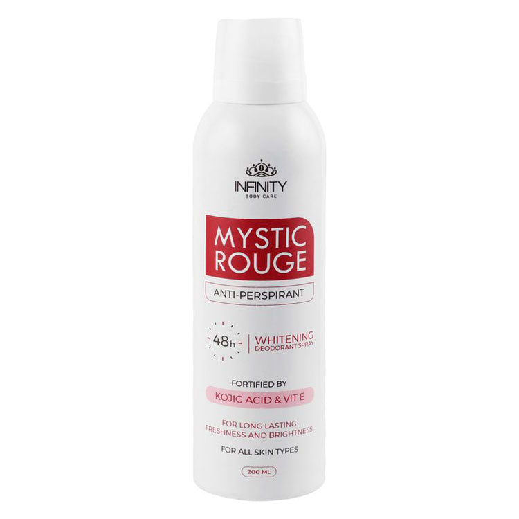 Infinity Mystic Rouge 48H Whitening & Antiperspirant Deodorant Spray with Kojic Acid & Vitamin E for All Skin Types 200 ml