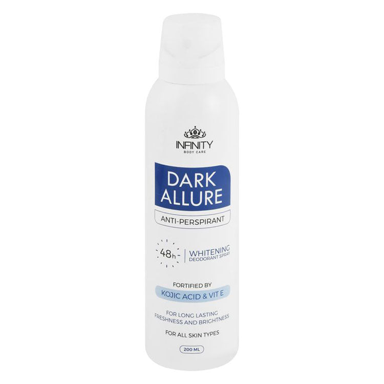 Infinity Dark Allure 48H Whitening Antiperspirant Deodorant Spray with Kojic Acid & Vitamin E for All Skin Types 200 ml