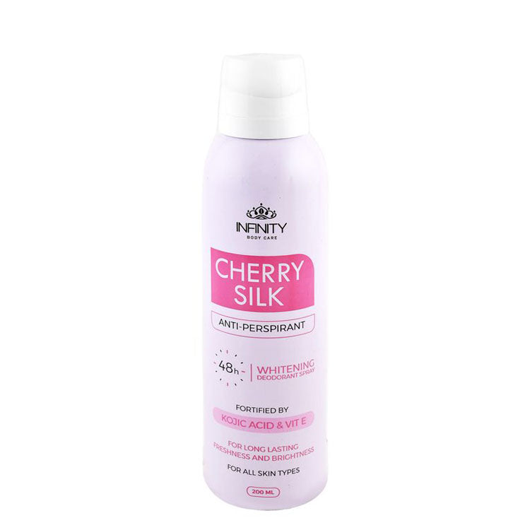 Infinity Cherry Silk 48H Antiperspirant Whitening, Freshening & Brightening Deodorant Spray with Kojic Acid & Vitamin E for All Skin Types 200 ml