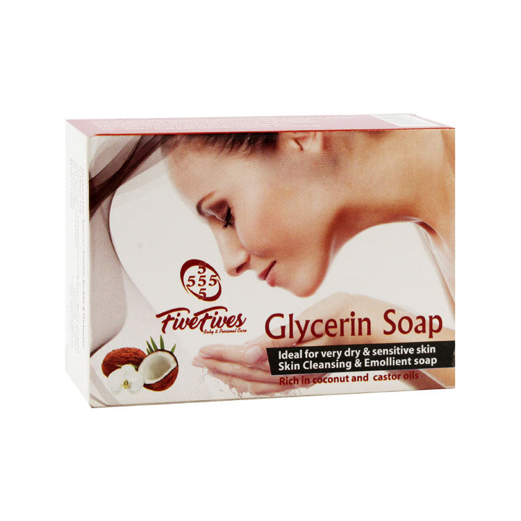 صابون فايف فايفز بالجلسرين بزيت جوز الهند والخروع للبشرة الجافة والحساسة