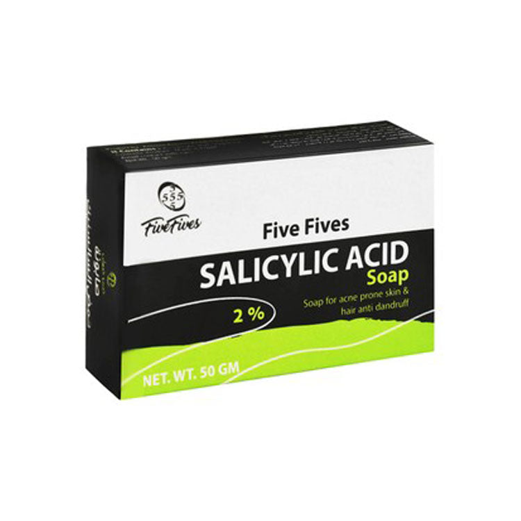 Five Fives Anti-Dandruff & Anti-Acne Face & Scalp Soap Bar with 2% Salicylic Acid 50 gr