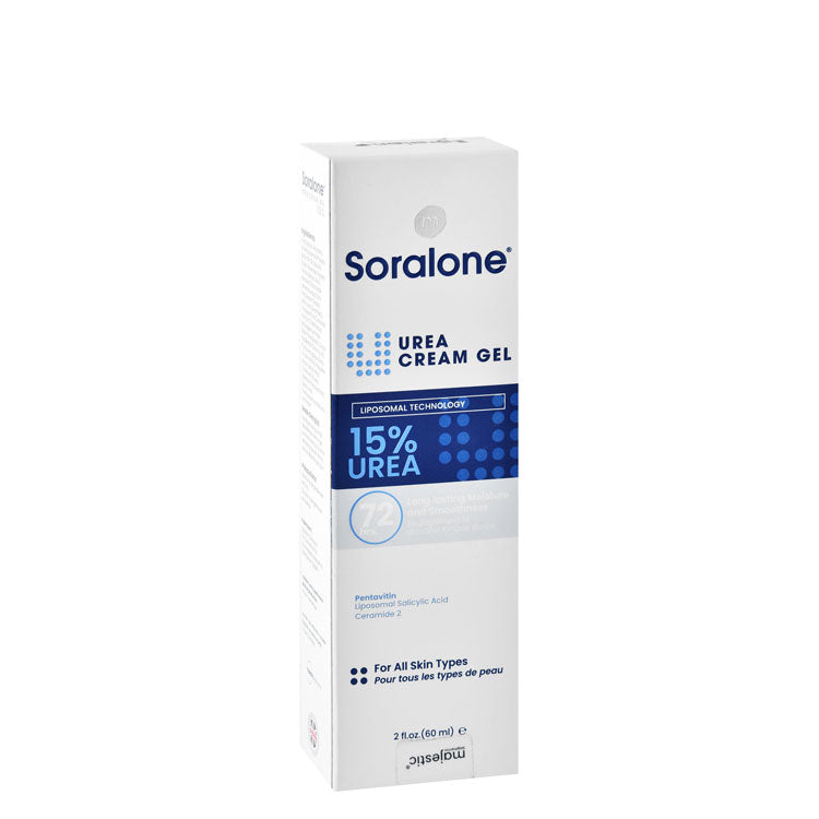 Soralone 15% Urea Moisturizing & Soothing Facial Gel Cream with Pentavitin, Liposomal Salicylic Acid & Ceramide for All Skin Types