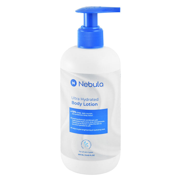 Nebula Hypoallergenic 10% Urea Ultra Hydrating, Nourishing & Protecting Body Lotion with Hydrolyzed Hyaluronic Acid, Panthenol & Glycerin for All Skin Types - parabens free, non comedogenic