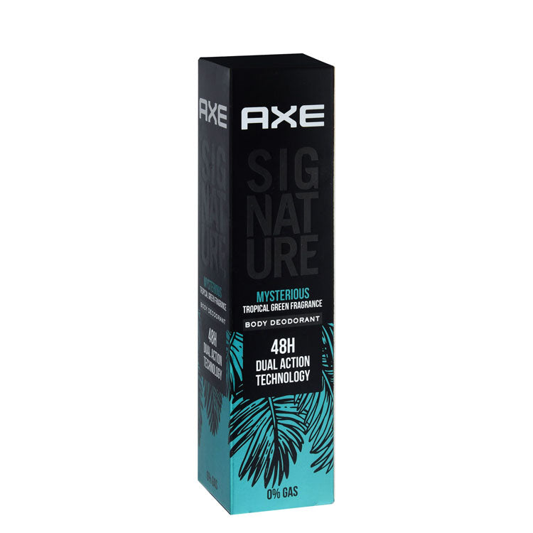 Axe Signature Mysterious 48H Deodorant Body Spray Tropical Green Scent for Men - gas free, dye free, parabens free