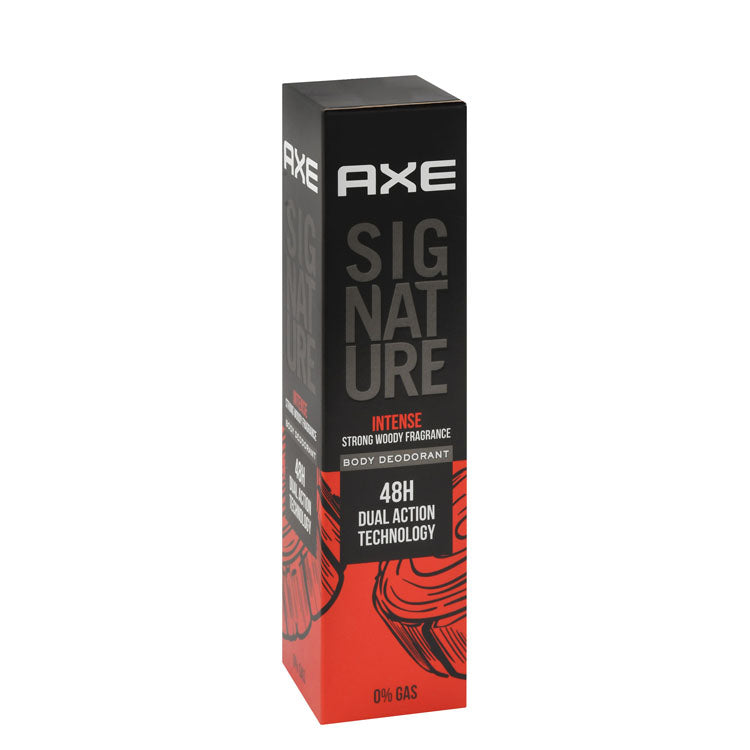 Axe Signature Intense 48H Deodorant Body Spray Strong Woody Scent for Men - gas free, parabens free, dyes free