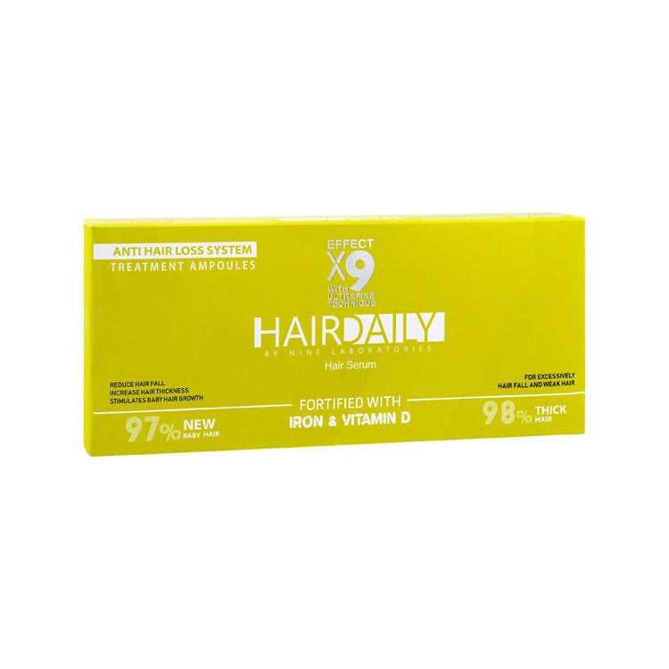 Hair Daily Anti-Hair Loss Serum Ampoules with Iron & Vitamin D for Weak Hair - parabens free, alcohol free, silicone free