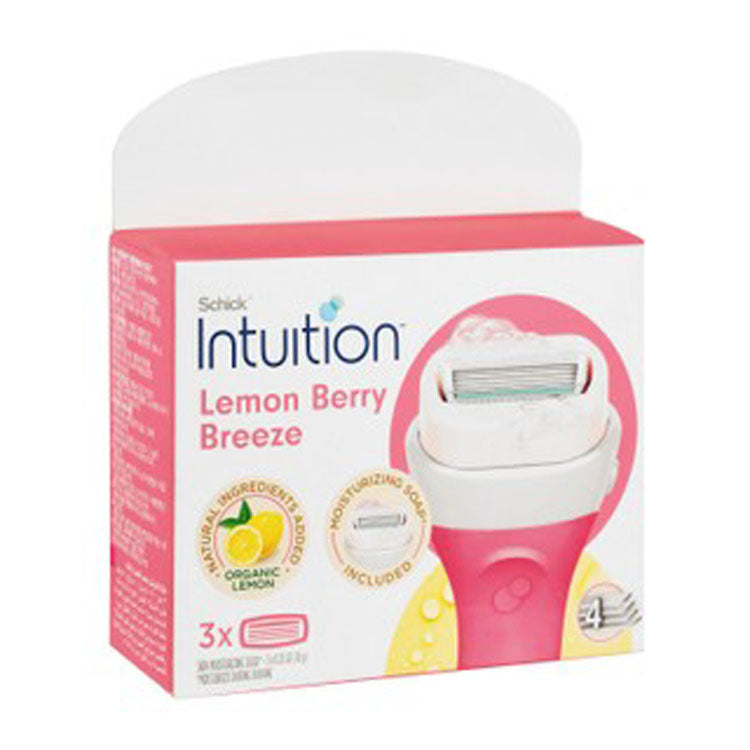 Schick Intuition Moisturizing 4 Blade Razor Refills Lemon & Berry Breeze Scent 3 per pack