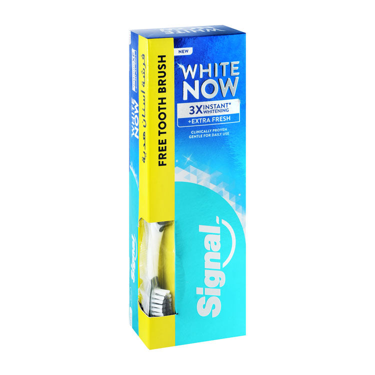 Signal White Now 3X Instant Whitening & Extra Fresh Toothpaste with Free Toothbrush