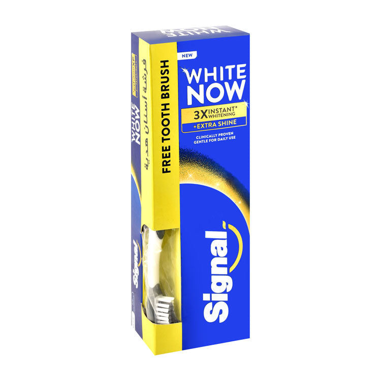 Signal White Now 3X Instant Whitening & Extra Shining Toothpaste with Free Toothbrush