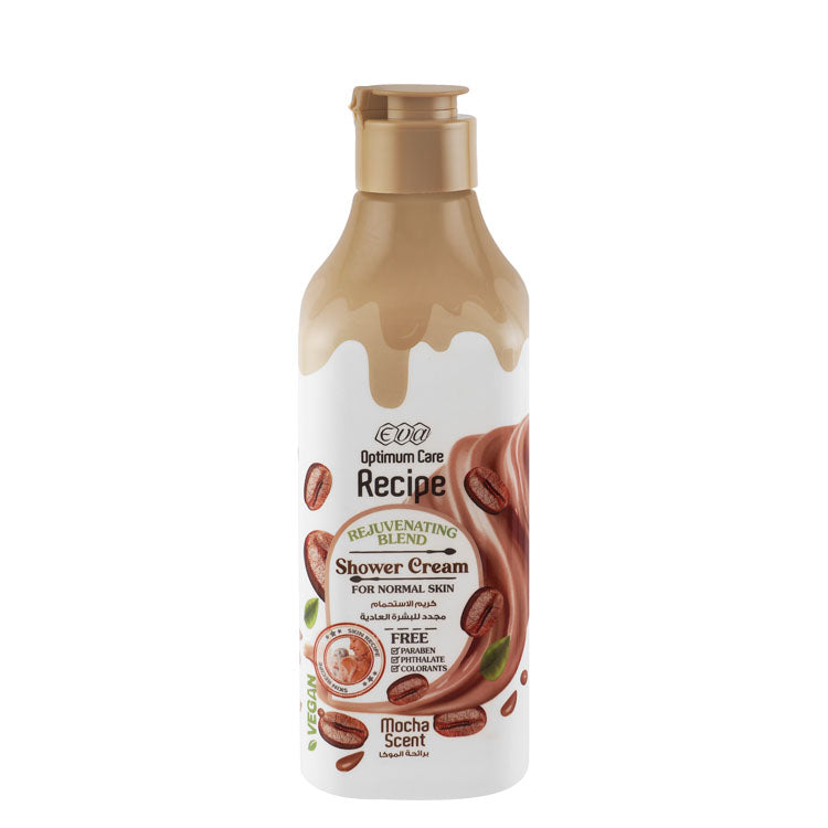 Eva Optimum Care Recipe Rejuvenating Blend Shower Cream Mocha Scent for Normal Skin - vegan, parabens free, phthalates free
