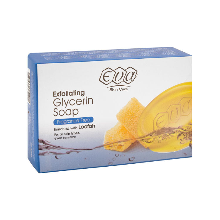 Eva Skin Care Exfoliating Soap Bar with Glycerin & Loofah Extract for All Skin Types - fragrance free