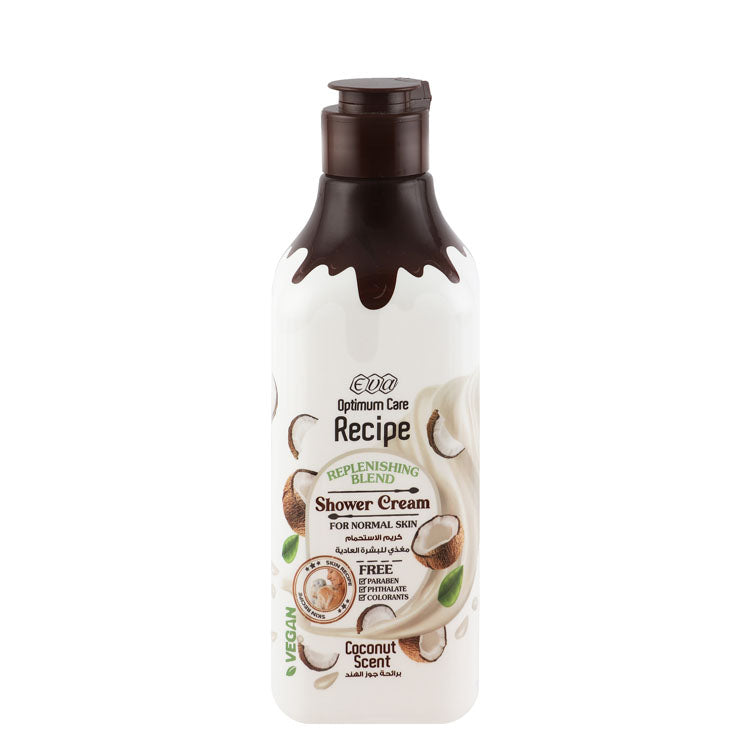 Eva Optimum Care Recipe Replenishing Blend Shower Cream Coconut Scent for Normal Skin - vegan, parabens free, phthalates free