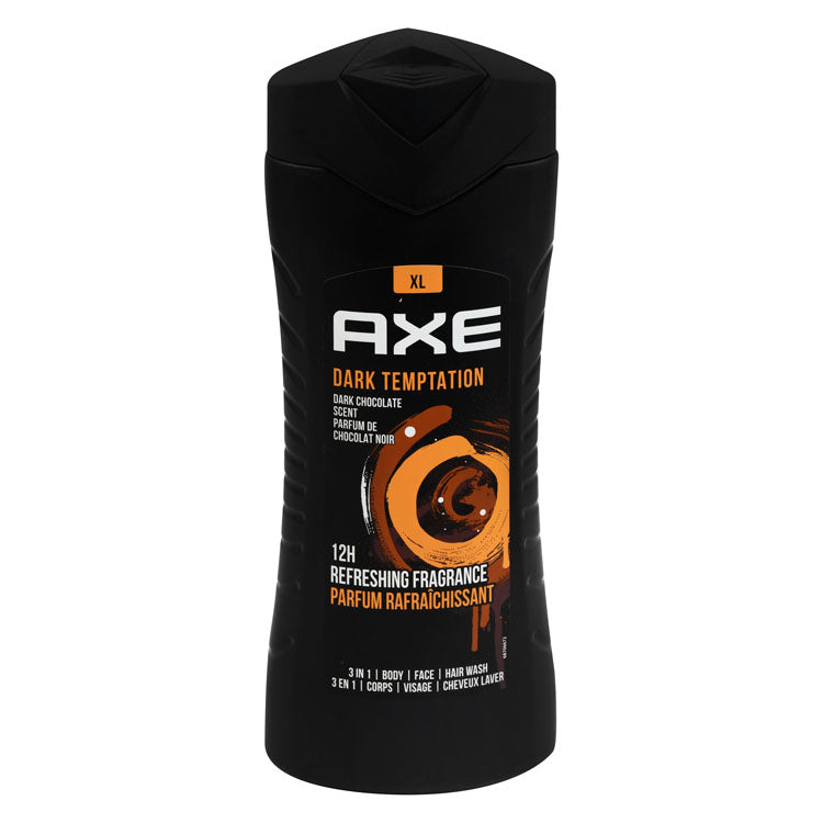 Axe Dark Temptation 3in1 Refreshing Body, Face & Hair Wash Dark Chocolate Scent