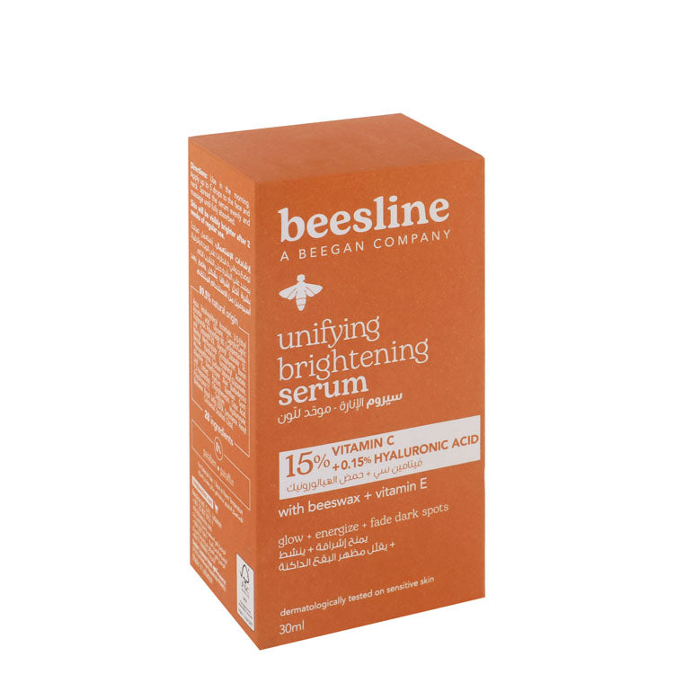 Beesline Unifying, Glowing & Brightening Face Serum with Hyaluronic Acid, Vitamin C & E Suitable for Sensitive Skin - parabens free, paraffin free