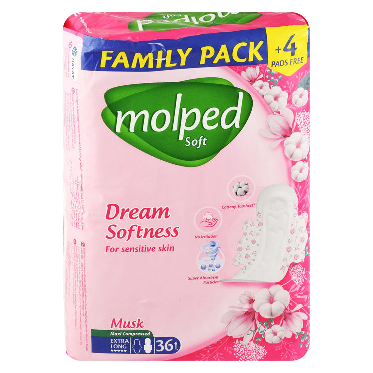 Molped Soft Dream Softness Maxi Extra Long Pads with Musk (32+4 Free)