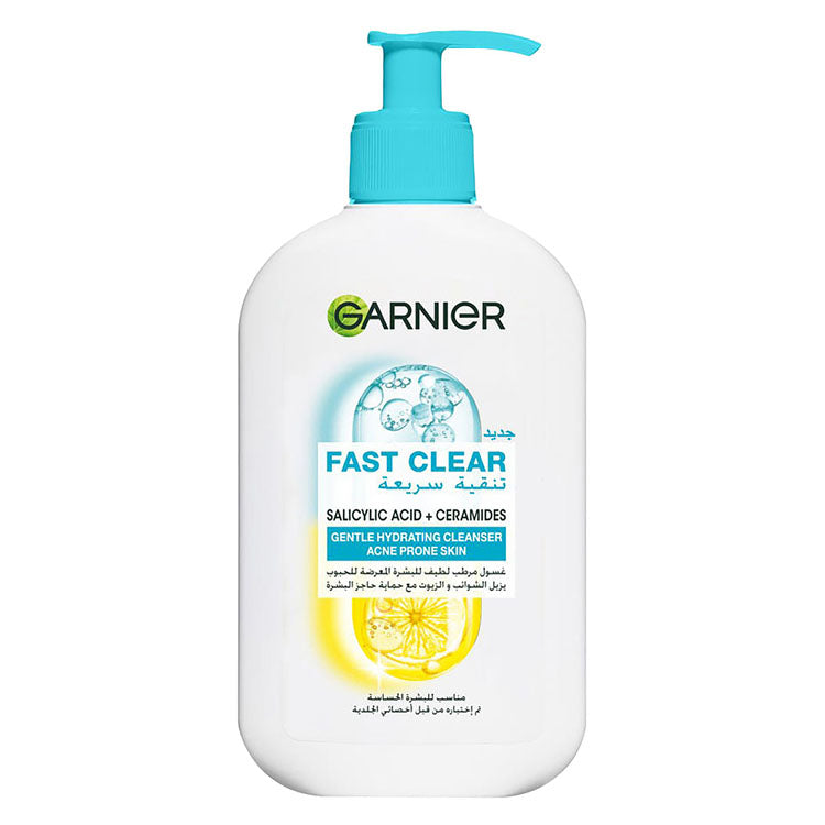 Garnier Fast Clear Hydrating Facial Cleanser with Salicylic Acid & Ceramides for Acne Prone Skin