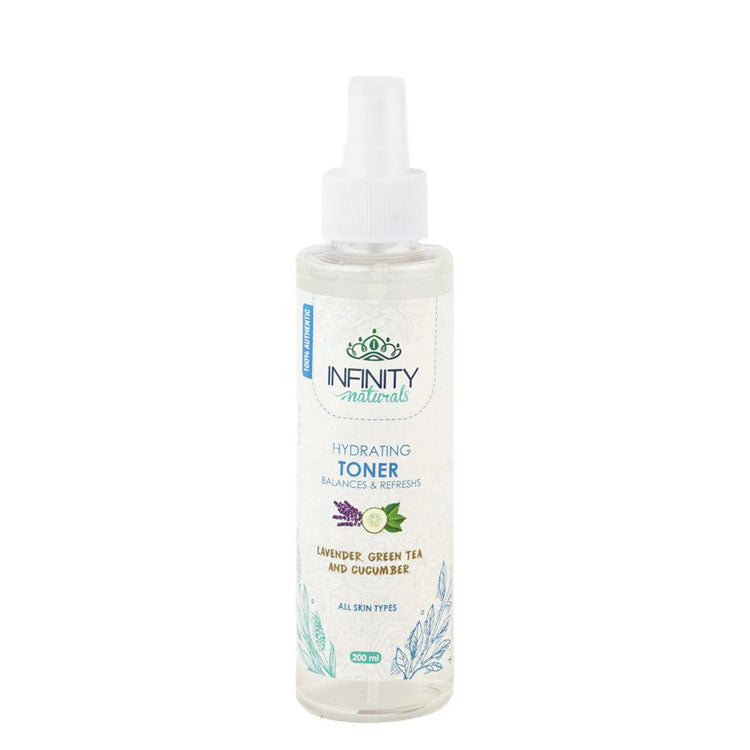 Infinity Hydrating & Refreshing Face Toner with Cucumber, Lavender & Green Tea for All Skin Types - fragrance free, paraben free, silicone free 200 ml